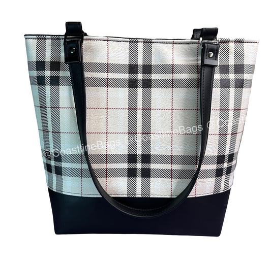 Black & White Plaid Tote Bag
