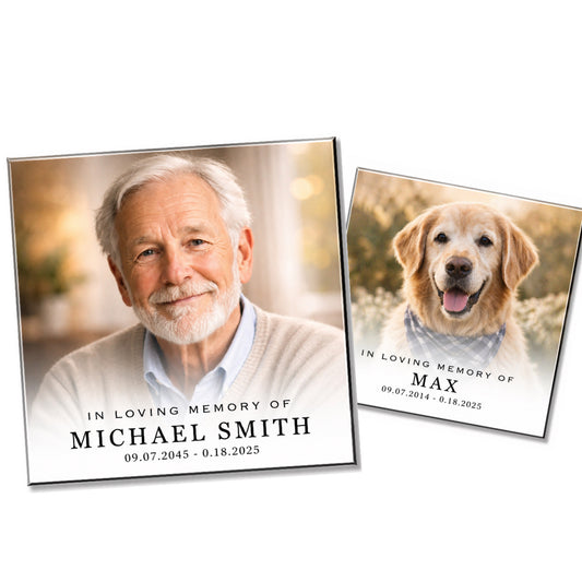 Personalized Memorial Photo Magnet Keepsakes (2” Square)