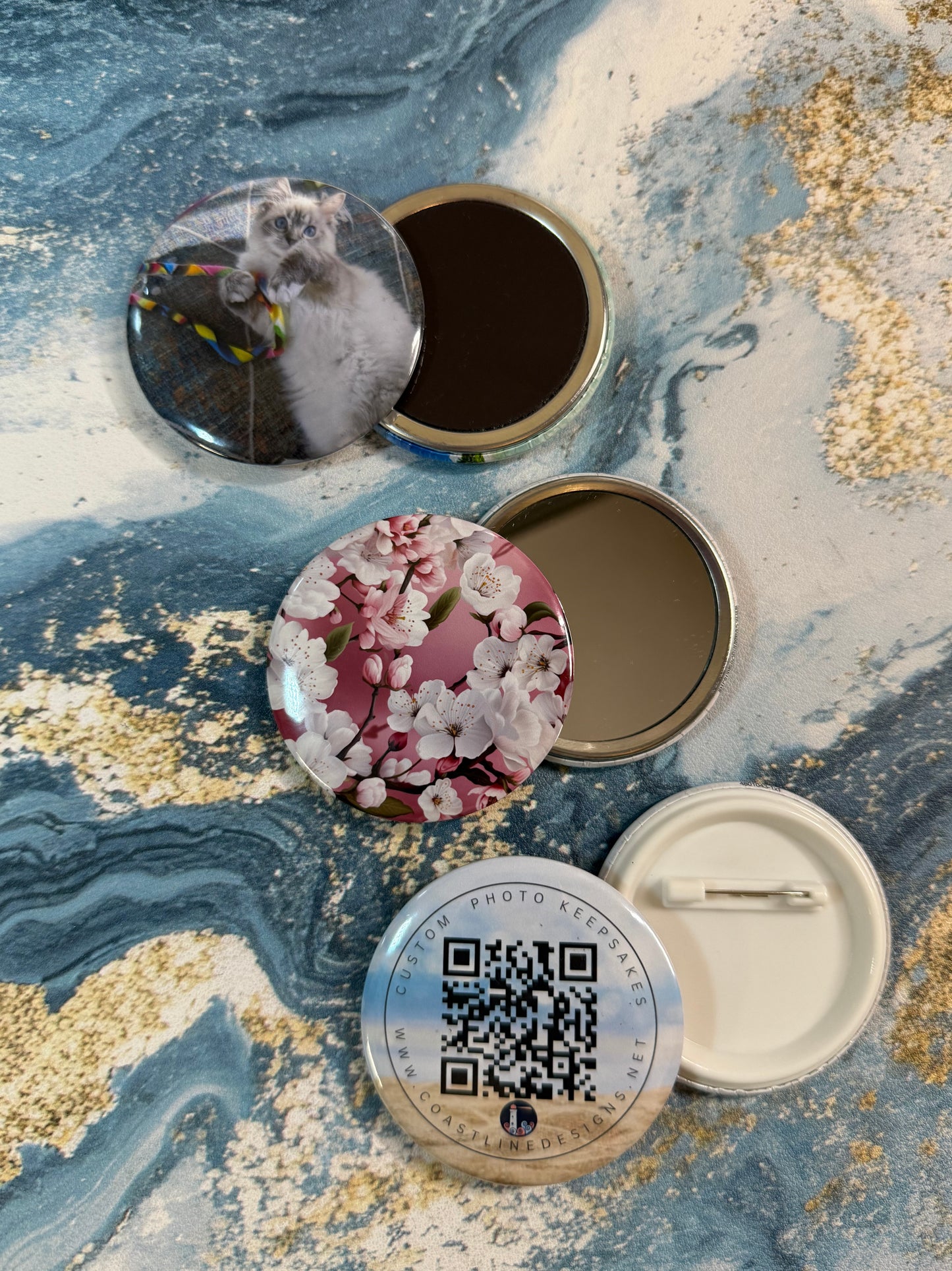 2.25" Round Custom Photo Magnets, Mirrors, or Pins